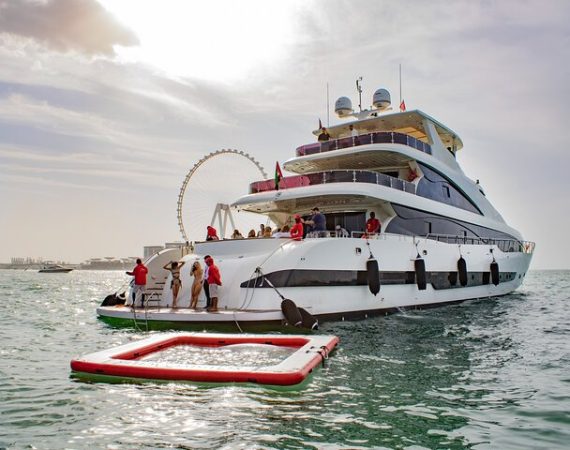 Dubai Harbour Super Yacht Experience with Live station & Drinks